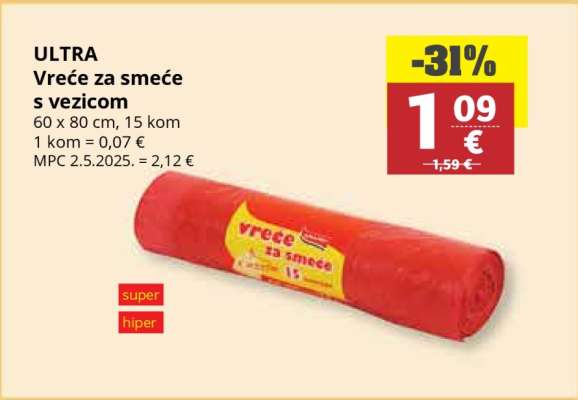 ULTRA Vreće za smeće s vezicom