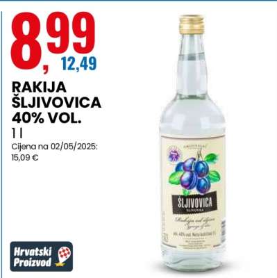RAKIJA SLJIVOVICA 40% VOL.