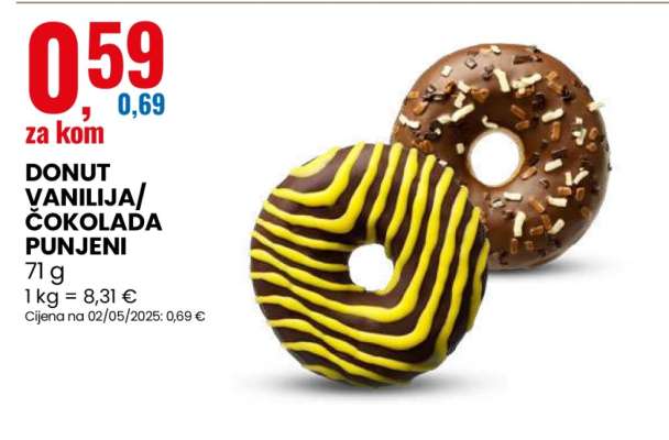DONUT VANILIJA/ČOKOLADA PUNJENI