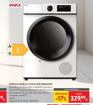 SUŠILICA RUBLJA VIVAX CDR-08165MHP