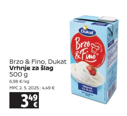 Brzo & Fino, Dukat Vrhnje za šlag
