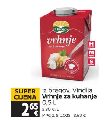 ‘z bregov, Vindija Vrhje za kuhanje 0,5 L