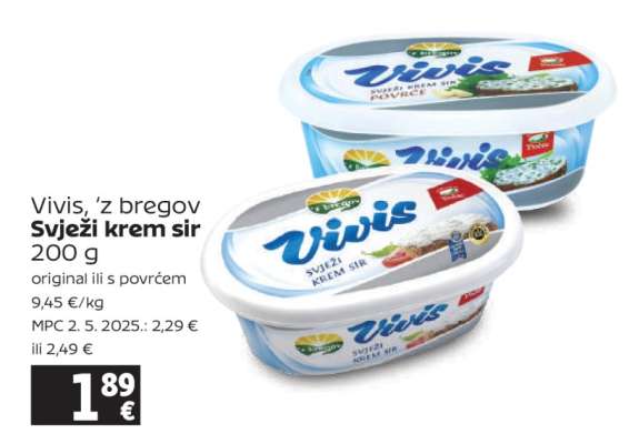 Vivis, 'z bregov Svježi krem sir