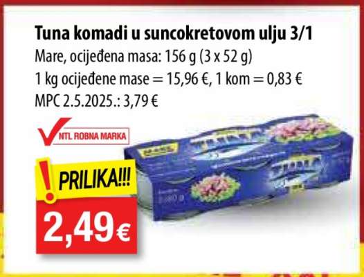 Tuna komadi u suncokretovom ulju 3/1