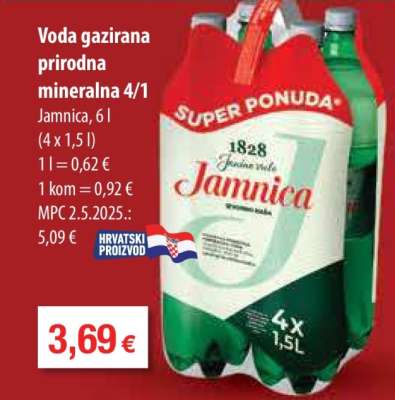 Voda gazirana prirodna mineralna 4/1