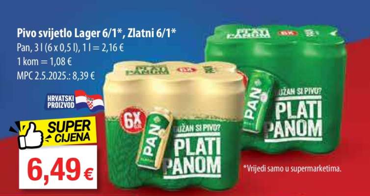 Pivo svijetlo Lager 6/1*, Zlatni 6/1*