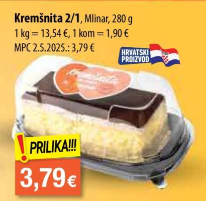 Kremšnita 2/1, Mlinar, 280 g