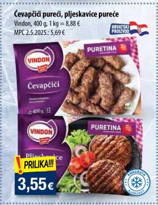 Ćevapčići pureći, pljeskavice pureće