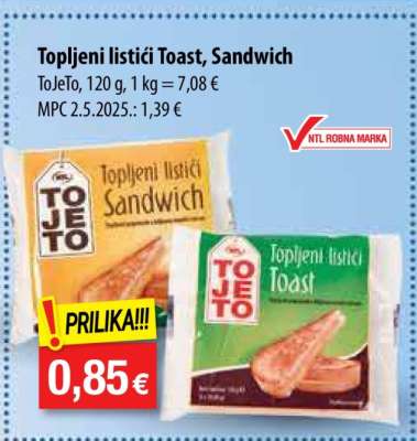 Topljeni listići Toast, Sandwich