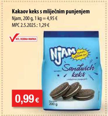 Kakaov keks s mliječnim punjenjem