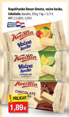 Napolitanke limun-limeta, voćne kocke, čokolada