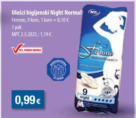 Ulošci higijenski night normal