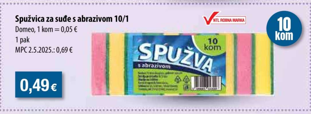 Spužvica za sude s abrazivom 10/1