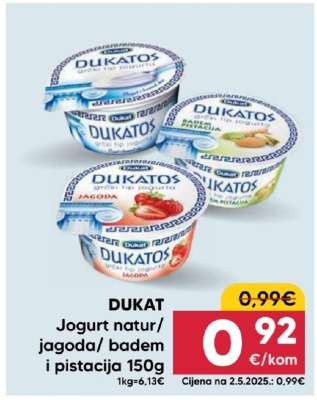 DUKAT Jogurt natur/jagoda/badem i pistacija 150g