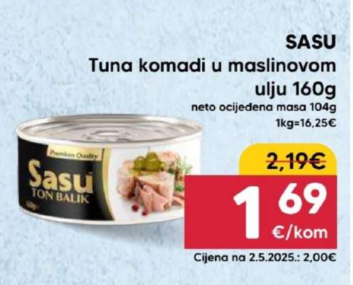 SASU Tuna komadi u maslinovom ulju 160g