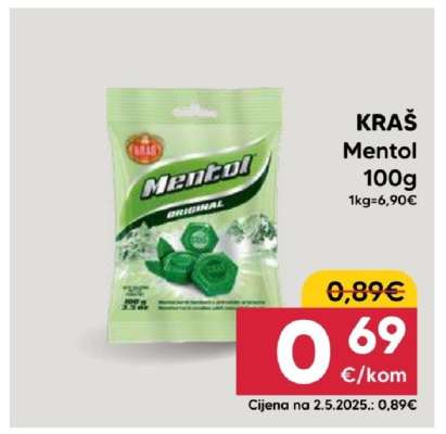 KRAŠ Mentol 100g