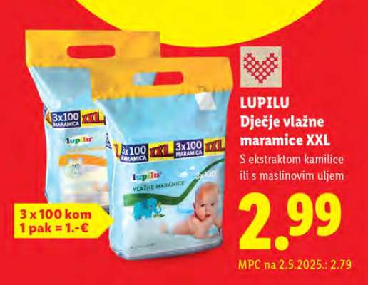 Lupilu Dječje vlažne maramice XXL