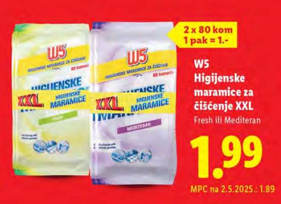 W5 Higijenske maramice za čišćenje XXL