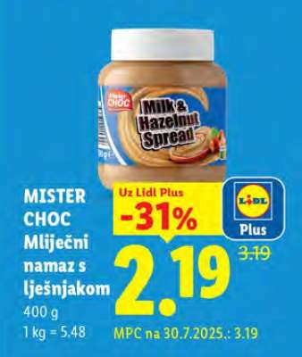 MISTER CHOC Mlječni namaz s lješnjakom