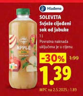 Solevita Svježe cijeđeni sok od jabuke