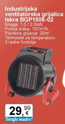 Industrijska ventilatorska grijalica Iskra BGP1506-02