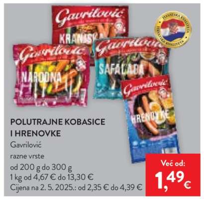 Polutrajne kobasice i hrenovke