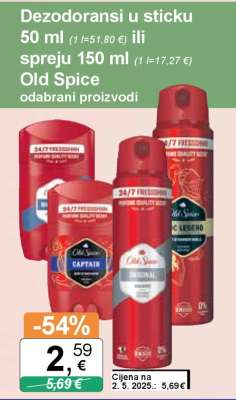 Dezodoransi u sticku 50 ml ili spreju 150 ml Old Spice