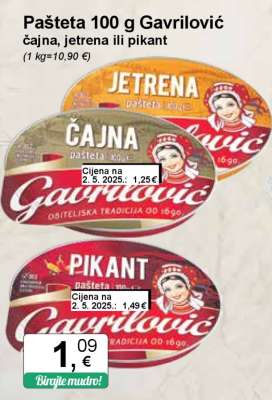 Pašteta 100 g Gavrilović čajna, jetrena ili pikant