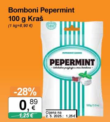 Bomboni Pepermint 100 g Kraš