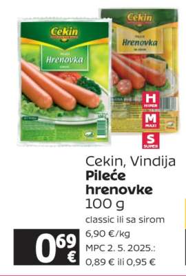 Cekin, Vindija Pileće hrenovke