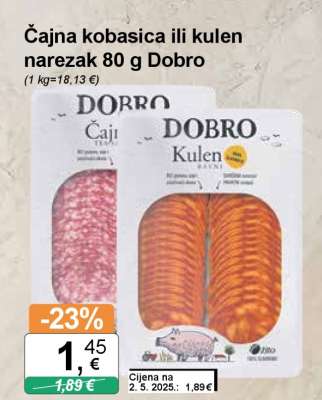 Čajna kobasica ili kulen narezak 80 g Dobro