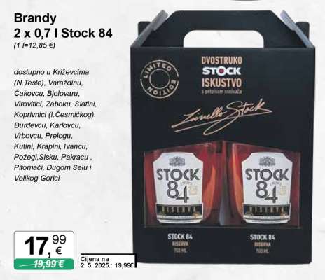 Brandy 2 x 0,7 l Stock 84