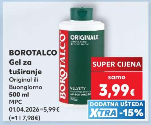BOROTALCO Gel za tuširanje Original ili Buongiorno 500 ml MPC