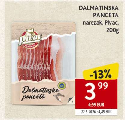 DALMATINSKA PANCETA narezak, Pivac, 200g