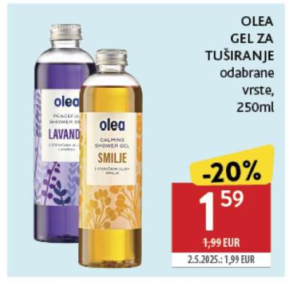 OLEA GEL ZA TUŠIRANJE odabrane vrste, 250ml
